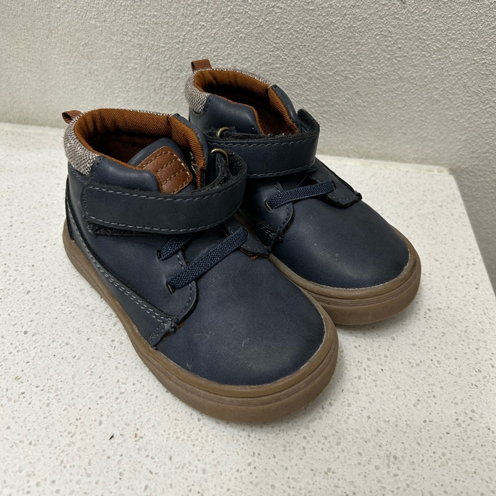 Navy and Brown Kids boys casual dress Shoes size 6